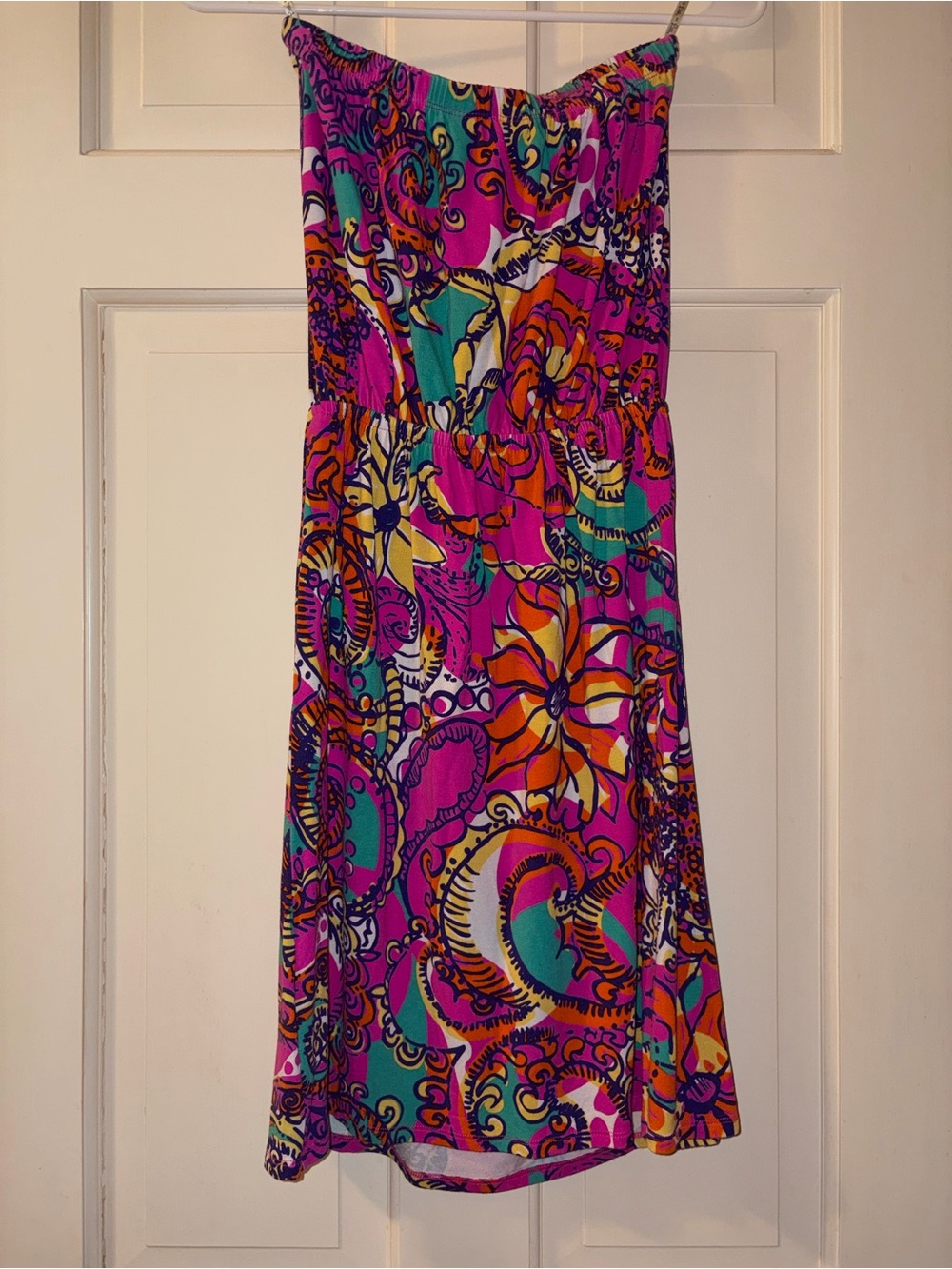 Lilly Pulitzer Strapless Paisley Floral Sundress in Pink, Teal & Orange - Picture 2 of 4